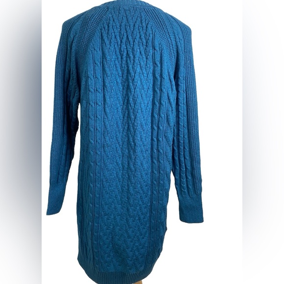 Black Tape by Macy’s Womens Plus Cable Knit Long sleeve Sweater dress Sz 1X Teal - Picture 3 of 4
